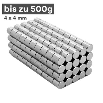 1000 Stück Neodym Magnet Ø 4mm x 4mm - Starker Scheibenmagnet - N38 Supermagnet - Hoh