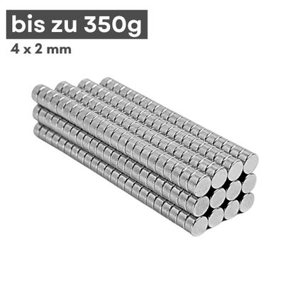 10 Stück Neodym Magnet Ø 4mm x 2mm - Starker Scheibenmagnet - N42 Supermagnet - Hohe