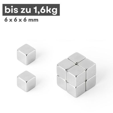 50 Stück Neodym Magnet 6x6x6 mm Supermagnete hohe Haftkraft Würfelmagnete