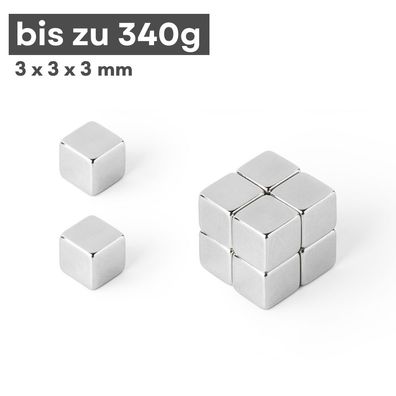 200 Stück Neodym Magnet 3x3x3 mm Supermagnete hohe Haftkraft Würfelmagnete