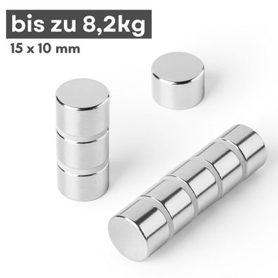 10 Stück Neodym Magnet Ø 15mm x 10mm - Starker Scheibenmagnet - N42 Supermagnet - Hoh