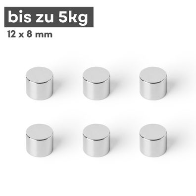 20 Stück Neodym Magnet Ø 12mm x 8mm - Starker Scheibenmagnet - N42 Supermagnet - Hohe