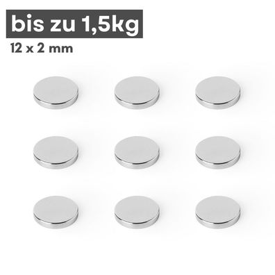 500 Stück Neodym Magnet Ø 12mm x 2mm - Starker Scheibenmagnet - N42 Supermagnet - Hoh