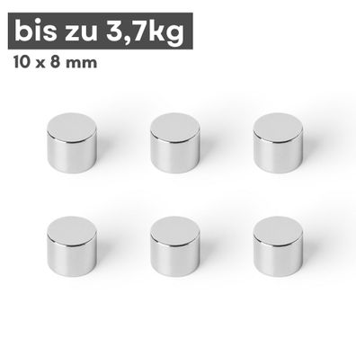 50 Stück Neodym Magnet Ø 10mm x 8mm - Starker Scheibenmagnet - N42 Supermagnet - Hohe