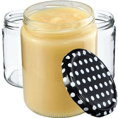 KADAX Weckgläser 540 ml, Einmachglas zum Einlegen, Schwarz gepunktet / 16 Stück