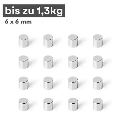 100 Stück Neodym Magnet Ø 6mm x 6mm - Starker Scheibenmagnet - N42 Supermagnet - Hohe