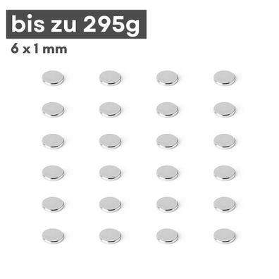 10 Stück Neodym Magnet Ø 6mm x 1mm - Starker Scheibenmagnet - N42 Supermagnet - Hohe