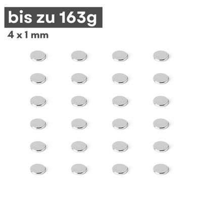 10 Stück Neodym Magnet Ø 4mm x 1mm - Starker Scheibenmagnet - N42 Supermagnet - Hohe