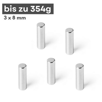 50 Stück Neodym Magnet Ø 3mm x 8mm - Starker Scheibenmagnet - N42 Supermagnet - Hohe