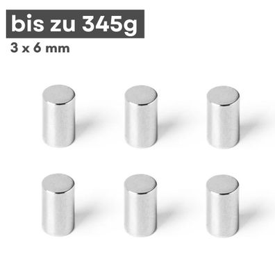 10 Stück Neodym Magnet Ø 3mm x 6mm - Starker Scheibenmagnet - N42 Supermagnet - Hohe