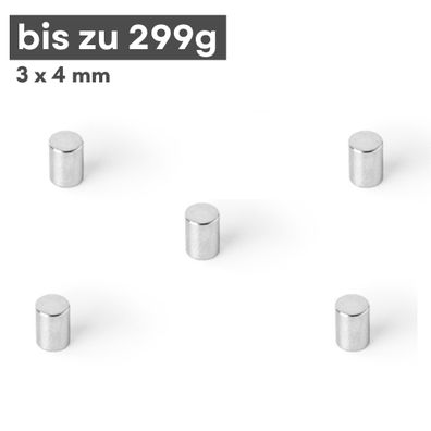 10 Stück Neodym Magnet Ø 3mm x 4mm - Starke Scheibenmagnete N42 Supermagnet - Hohe Ha