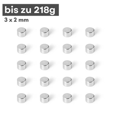 200 Stück Neodym Magnet Ø 3mm x 2mm - Starker Scheibenmagnet - N42 Supermagnet - Hohe