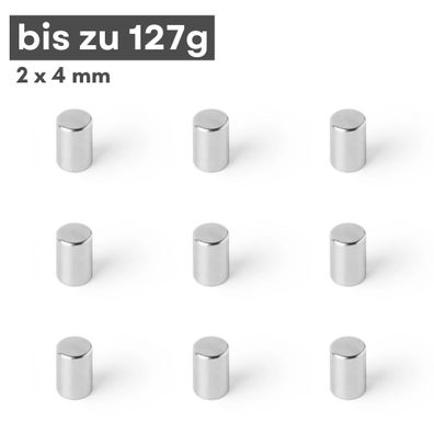 50 Stück Neodym Magnet Ø 2mm x 4mm - Starker Scheibenmagnet - N42 Supermagnet - Hohe