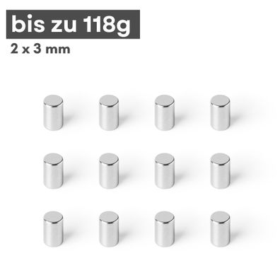 100 Stück Neodym Magnet Ø 2mm x 3mm - Starker Scheibenmagnet - N42 Supermagnet - Hohe