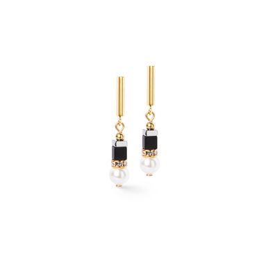 Coeur de Lion Ohrringe 4354/21-1300 Precious Fusion Offset black-pearl Gold plattiert