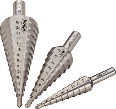 VIGOR HSS-Stufenbohrer Satz V1707 3-teilig Anzahl Werkzeuge: 3