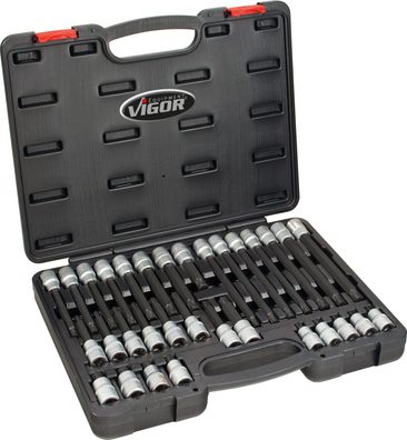 VIGOR Schraubendrehereinsatz Satz V2201 1/2" Innen Keilprofil Ribe-CV 32-teilig