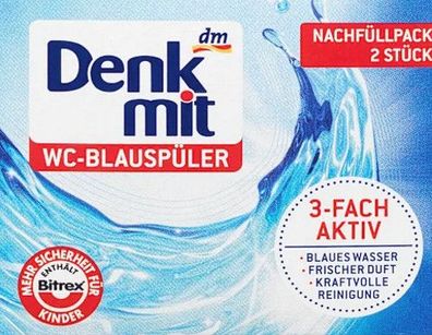 DM Denkmit WC Blauspüler Toilette Klo Reiniger Nachfüllpack mit 2 Stück