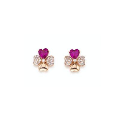 Pink Gold Plated Silver Earrings with Love EQURR Zircons