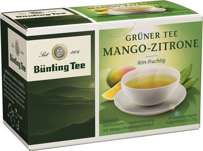 Bünting Tee Grüner Tee Mango-Zitrone 20 x 1,75g Teebeutel