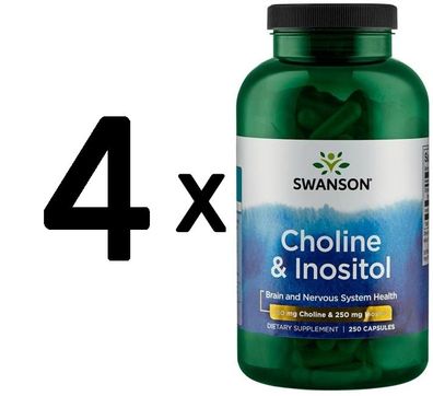4 x Swanson Choline & Inositol - 250 caps