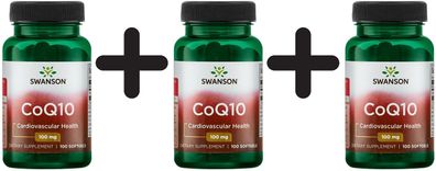 3 x Swanson CoQ10, 100mg - 100 softgels
