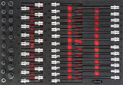 VIGOR Schraubendrehereinsatz Satz V4727 1/2" T Profil, Innen Keilprofil Ribe-CV
