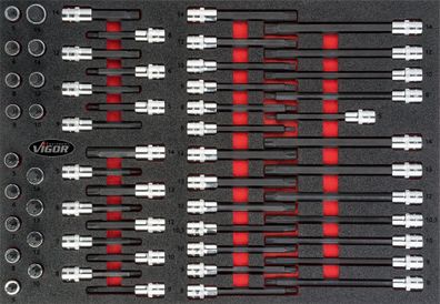 VIGOR Schraubendrehereinsatz Satz V4729 1/2" Innen Keilprofil Ribe-CV 58-teilig