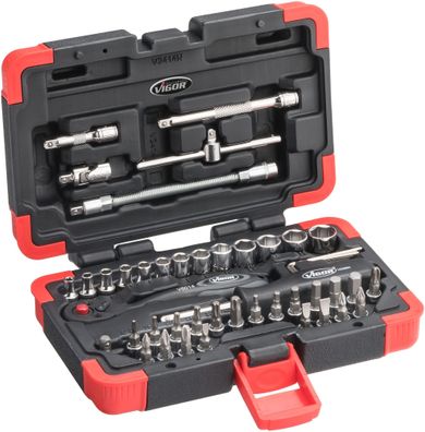 VIGOR Steckschlüssel Satz V2414N 1/4" Außen Sechskant Profil, T Profil, Innen