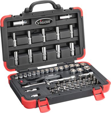 VIGOR Steckschlüssel Satz V2305N 3/8" Außen Sechskant Profil, T Profil, Innen