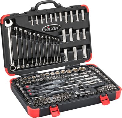 VIGOR Steckschlüssel Satz V3277N 5/16", 1/4", 3/8", 1/2" E Profil, Außen