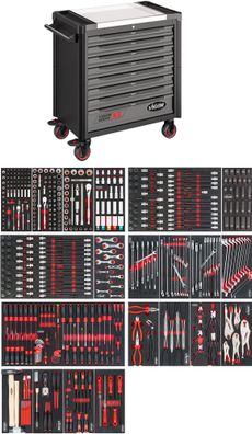 VIGOR Werkstattwagen Series XL Edelstahl-Arbeitsplatte mit Sortiment V4481-X/499