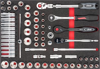 VIGOR Steckschlüssel Satz V6822 65-teilig 10 ? 32 mm E14 ? E24
