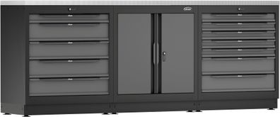 VIGOR Schrankwand-Kombination Starter-Paket Edelstahl V6000-3P1XL-X 2588 mm