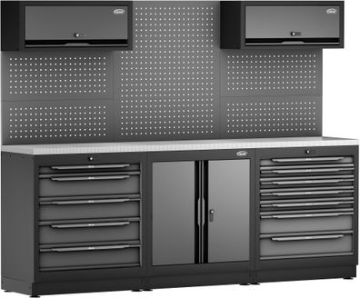 VIGOR Schrankwand-Kombination Komplett-Paket Edelstahl V6000-3P2XL-X 2588mm