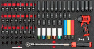 VIGOR Schlagschrauber Steckschlüssel Satz für Series XL V6015 69-teilig 5 ? 24mm