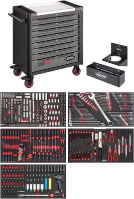 VIGOR Werkstattwagen Series XL Edelstahl-Arbeitsplatte mit Sortiment V4481-X/466