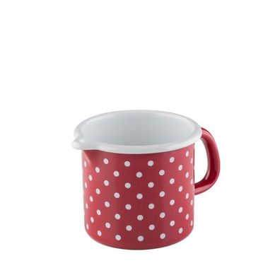 Riess Pot à bec Ø9cm 0,5 litre émail Country à pois rouge