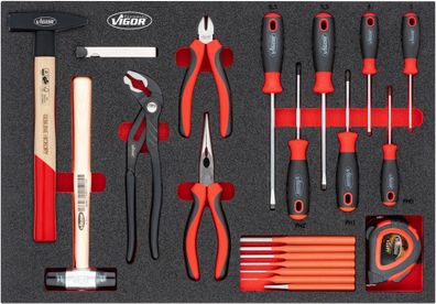 VIGOR Hammer Zangen Schraubendreher Satz V5634N 21-teilig