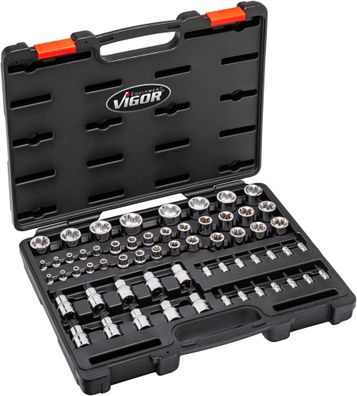 VIGOR Steckschlüsseleinsatz Satz V7920N 1/4", 3/8", 1/2" EP Profil, IP Profil