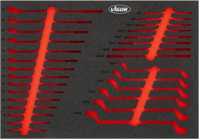 VIGOR Schraubenschlüssel-Einlage leer L V6726N-L L x B x H: 563 mm x 393 mm x 35