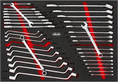 VIGOR Doppel-Maul-, Doppel-Ring- und Ring-Maulschlüssel Satz V6643N 36-teilig