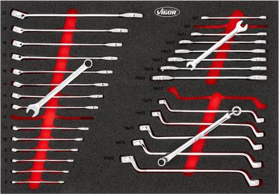 VIGOR Doppel-Maul-, Doppel-Ring- und Ring-Maulschlüssel Satz V6726N 29-teilig