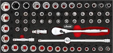 VIGOR Steckschlüssel Werkzeug Satz V4973N 61-teilig 0,8 x 5,5 ? 1,2 x 8 mm 3?24