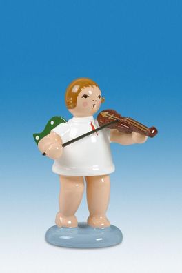 Holzfigur Engel mit Geige und Krone Höhe 6cm NEU Holzengel Instrument Seiffen Erz