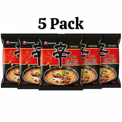 5er-Pack Nongshim Instantnudeln Shin Ramyun Black Premium 130g