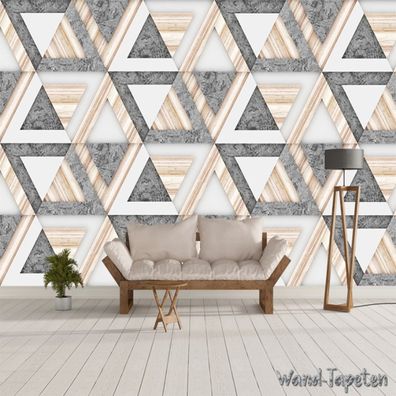 Vlies Fototapete Wandtapete Wandbilder Abstraktes Geometrisches Marmordreie 4190