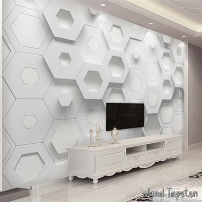 Vlies Fototapete Wandtapete Wandbilder 3D Abstrakte Geometrische in Grau 4220