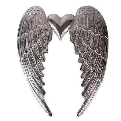 Clayre & Eef Wanddekoration Flügel 38x3x46 cm Silberfarbig Aluminium (Gr. 38x3x46 cm)