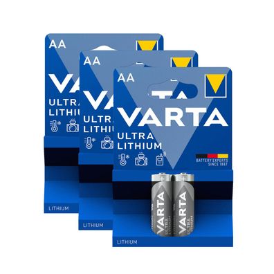 3x Varta ULTRA Lithium Batterien AA Mignon 1,5V Mignon 6106 LR6 2er Blister LR06